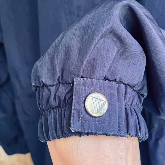 APROPOS Vintage 90s XL Navy Lining Full Zip Snap Windbreaker Parka Coat - Picture 15 of 16